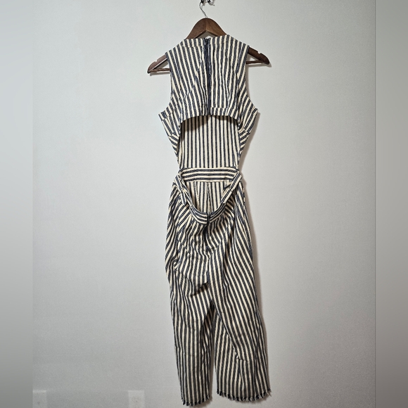 J.O.A. Striped Sailor Jumpsuit Blue White Medium - Picture 7 of 9